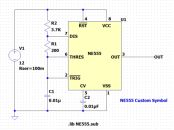 Image: The 555 timer astable circuit with components updated from the Alexkor schematic...
