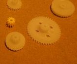 Image: The gears in a toy kit - worm gears, crown gears, single and double reduction gears...