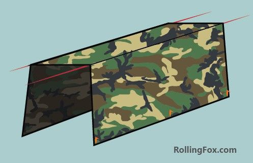 My stealth camping tarp tent design pick is a fully enclosed low profile square arch. Image: rollingfox.com...