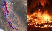 Image: Carr Fires-These NASA photos show dense smoke billowing from the California wildfires (Image: NASA/AFP/GETTY)