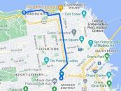 The 8-Mile Crissey Field Run, a bike training route drawn from the SFMTA Recommended Routes map...