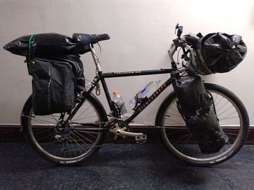 My full matching set of bikepacking-touring gear, minus the backpack...