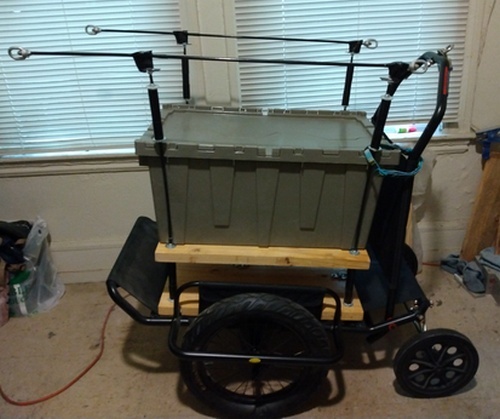 The bike trailer and cargo frame in fully assembled mode...