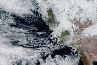 3/08 NOAA satellite image of the next atmospheric river approaching California...