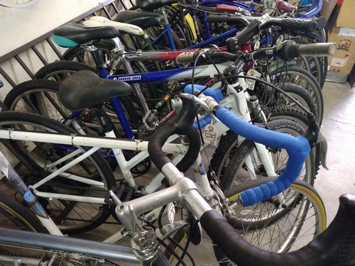 Some of the used bikes found in Don Rafa's Cyclery in the Mission District...